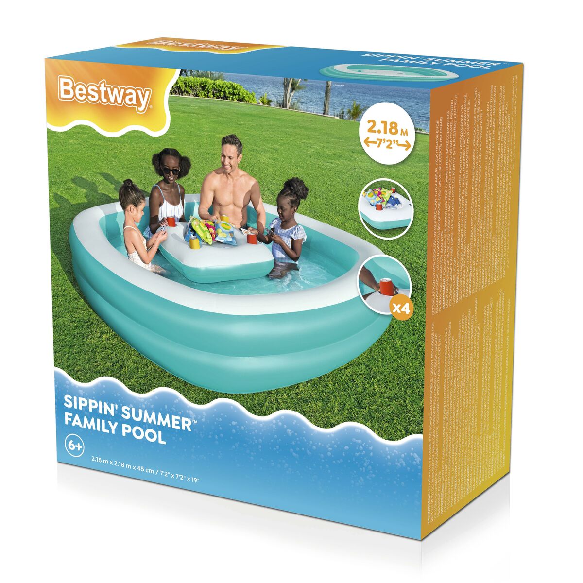 Uppblåsbar plaskpool för barn Bestway 218 x 48 x 218 cm - 3