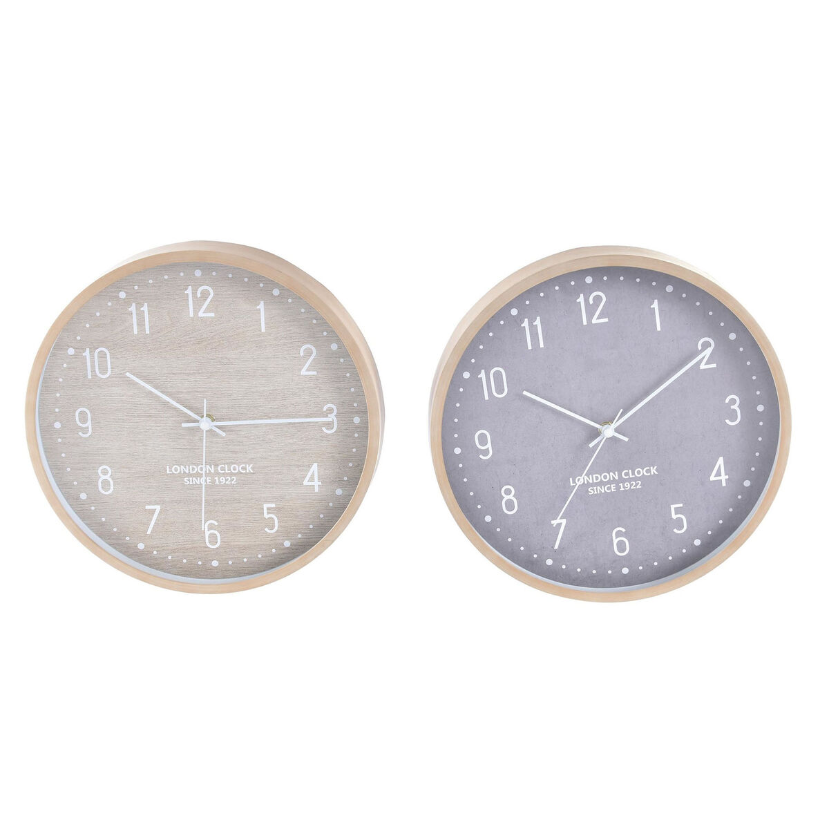 Väggklocka Home ESPRIT Beige Grå PVC 30 x 4 x 30 cm (2 antal)