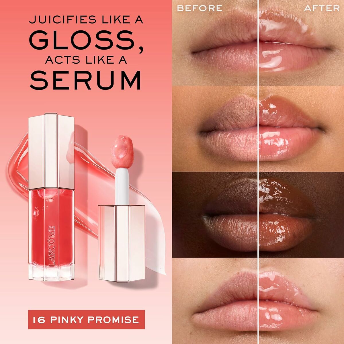Gloss Lancôme IDÔLE MAKE-UP Orange Nº 16-Pinky Promise 9 ml - 2