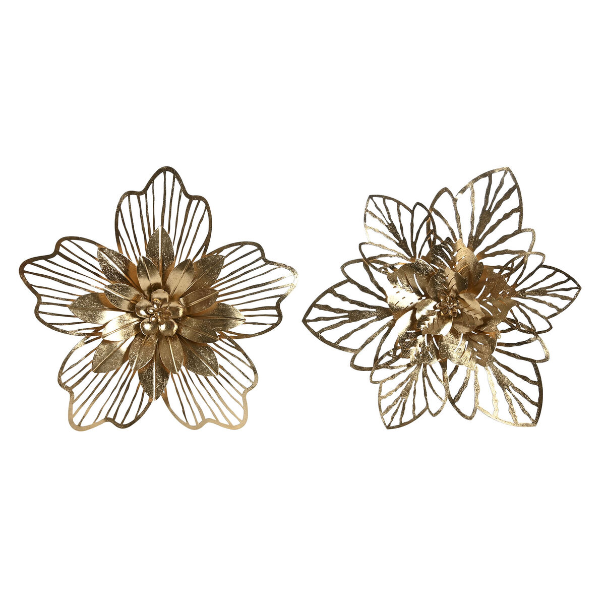Väggdekoration Home ESPRIT Gyllene Modern Blomster 51 x 6 x 51 cm (2 antal)