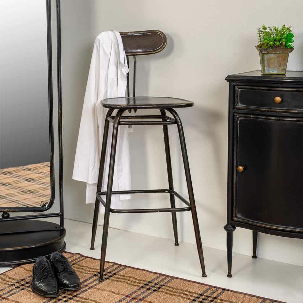 Sittpall Alexandra House Living Brun Metall 36 x 106 x 45 cm - 2