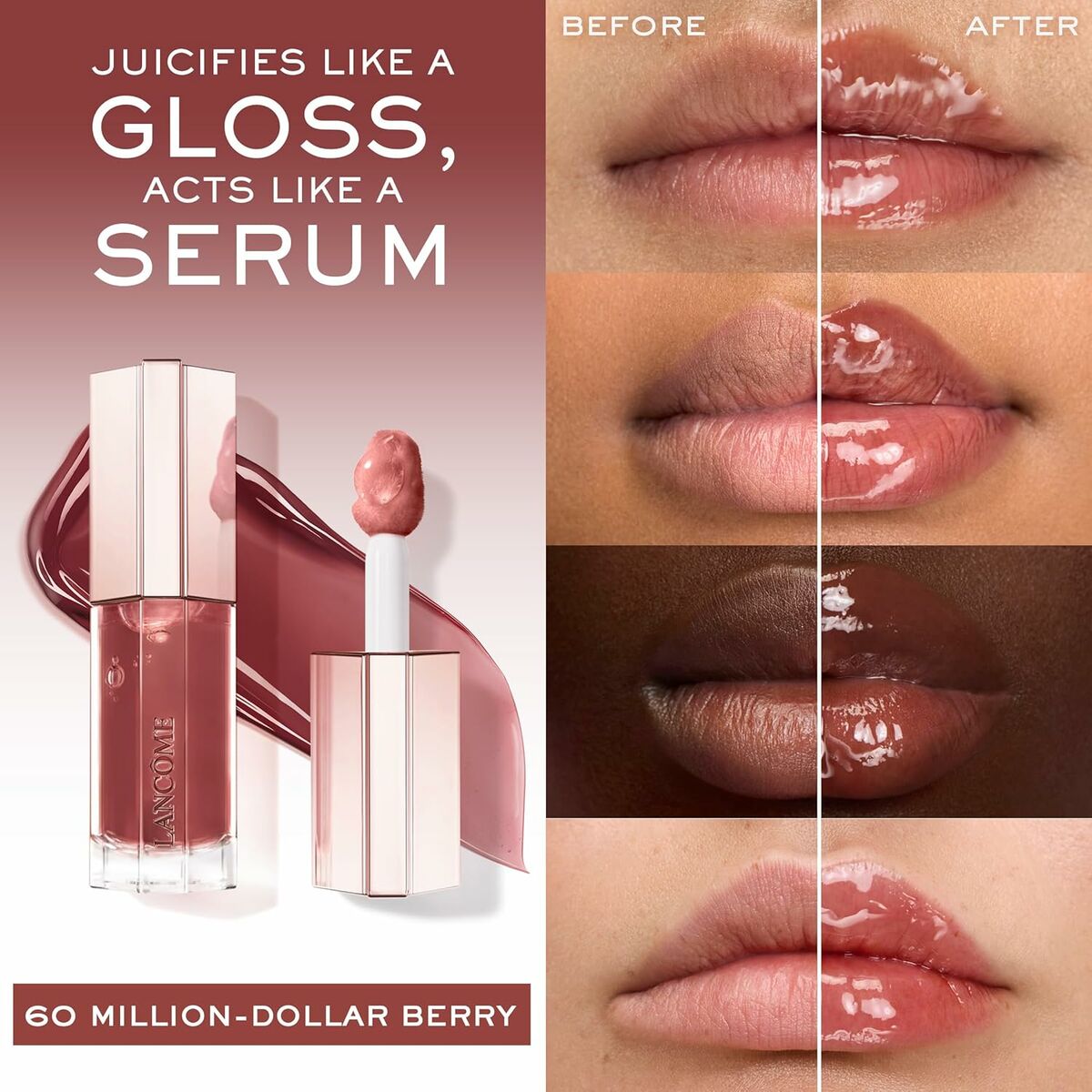 Gloss Lancôme IDÔLE MAKE-UP Nº 60-Million-Dollar Berry 9 ml - 2