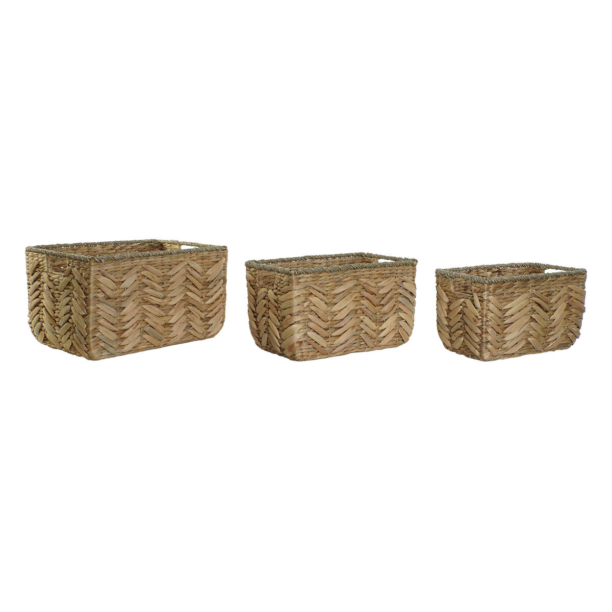 Korg - set Home ESPRIT Naturell Sjögräs Naturliga fibrer Boho 44,5 x 32,5 x 27,5 cm 3 Delar