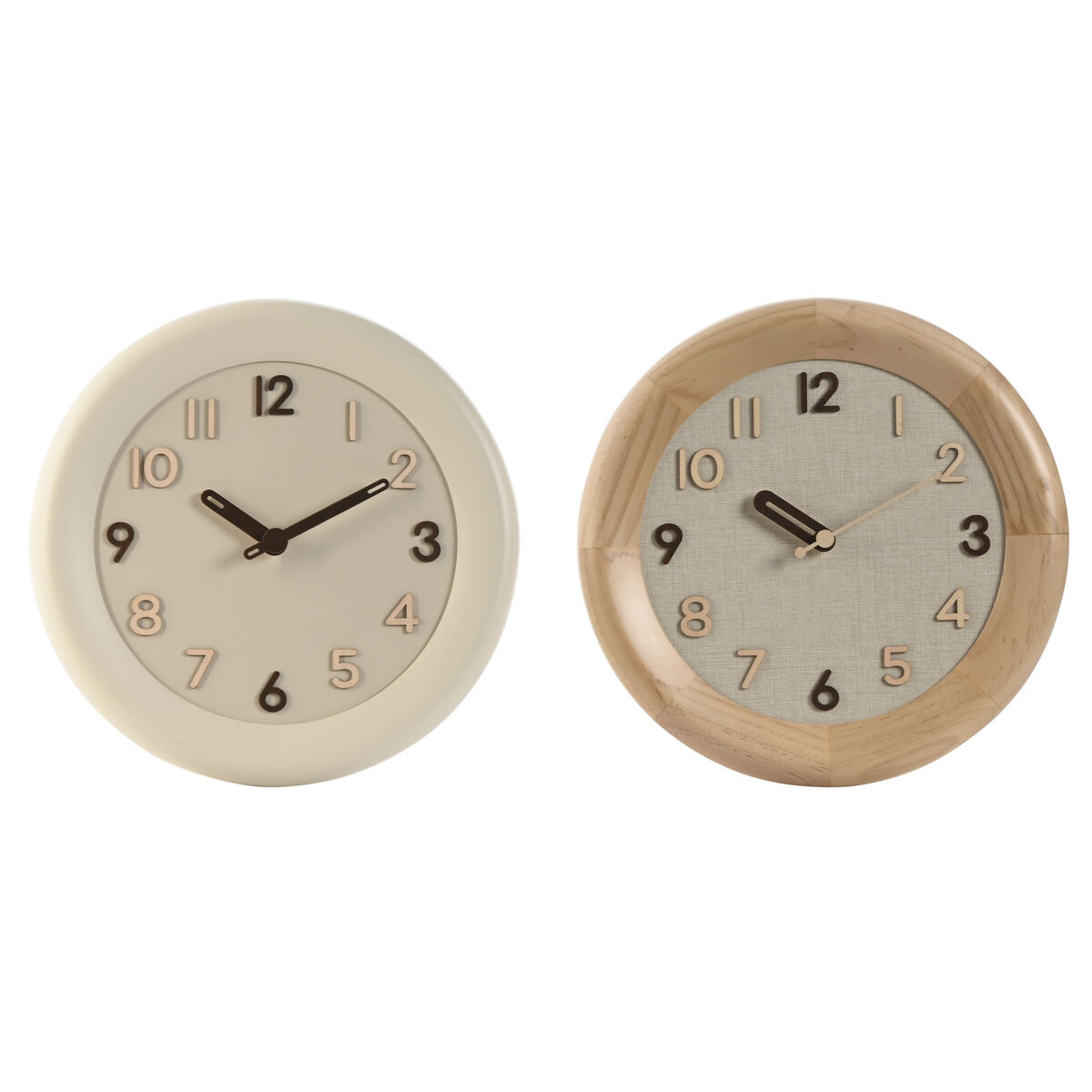 Väggklocka Home ESPRIT Beige Naturell Trä 30 x 5 x 30 cm (2 antal)