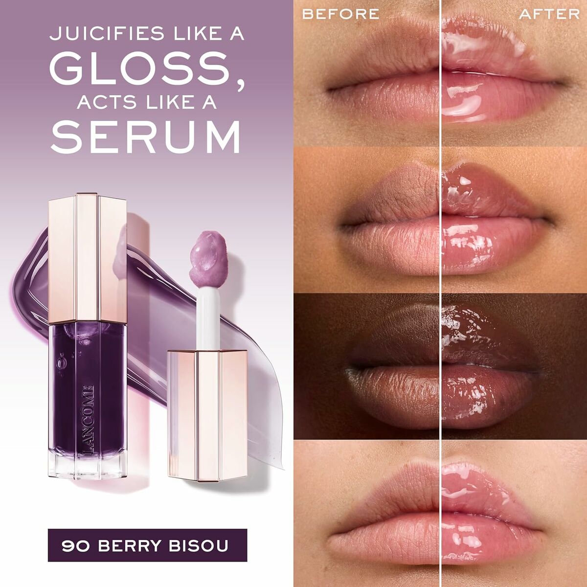 Gloss Lancôme IDÔLE MAKE-UP Purpur Nº 90-Berry Bisou 9 ml - 2