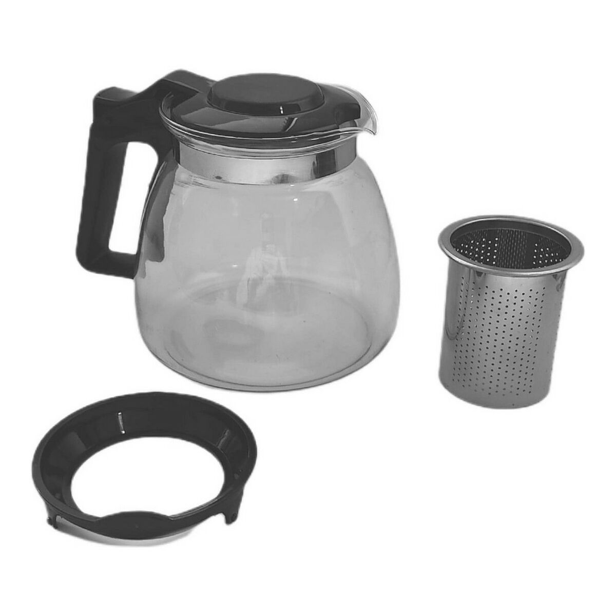 Tekanna Vivalto Svart Transparent Silvrig Silver Glas Rostfritt stål Plast 900 ml - 6