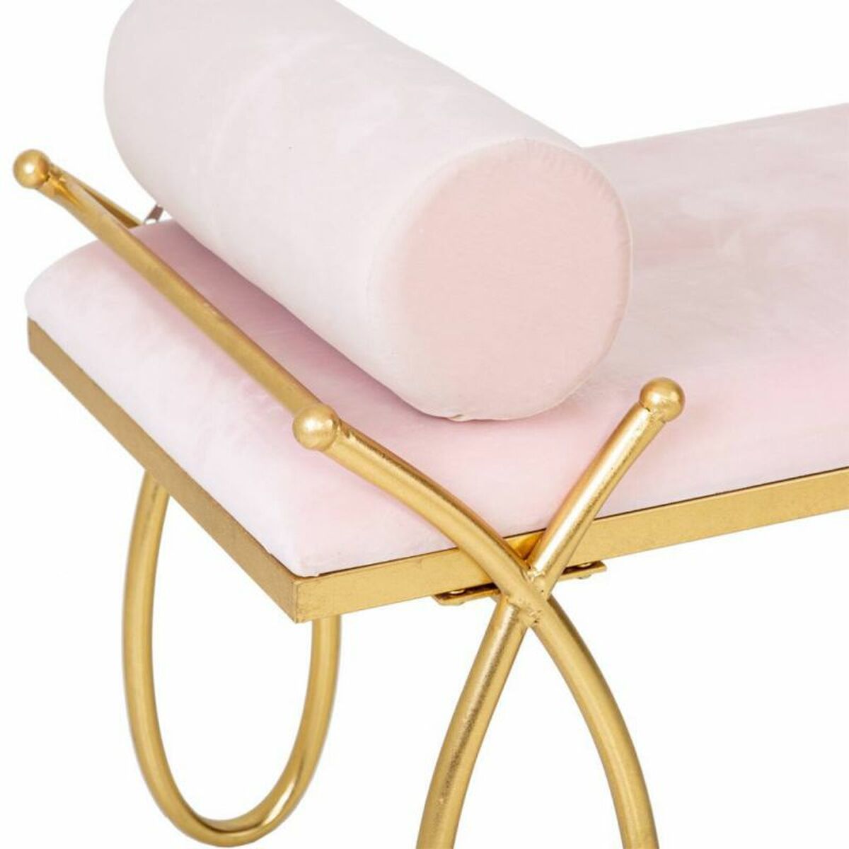Sittpall Alexandra House Living Guld Metall Badsvamp Trä MDF 49 x 53 x 112 cm - 4