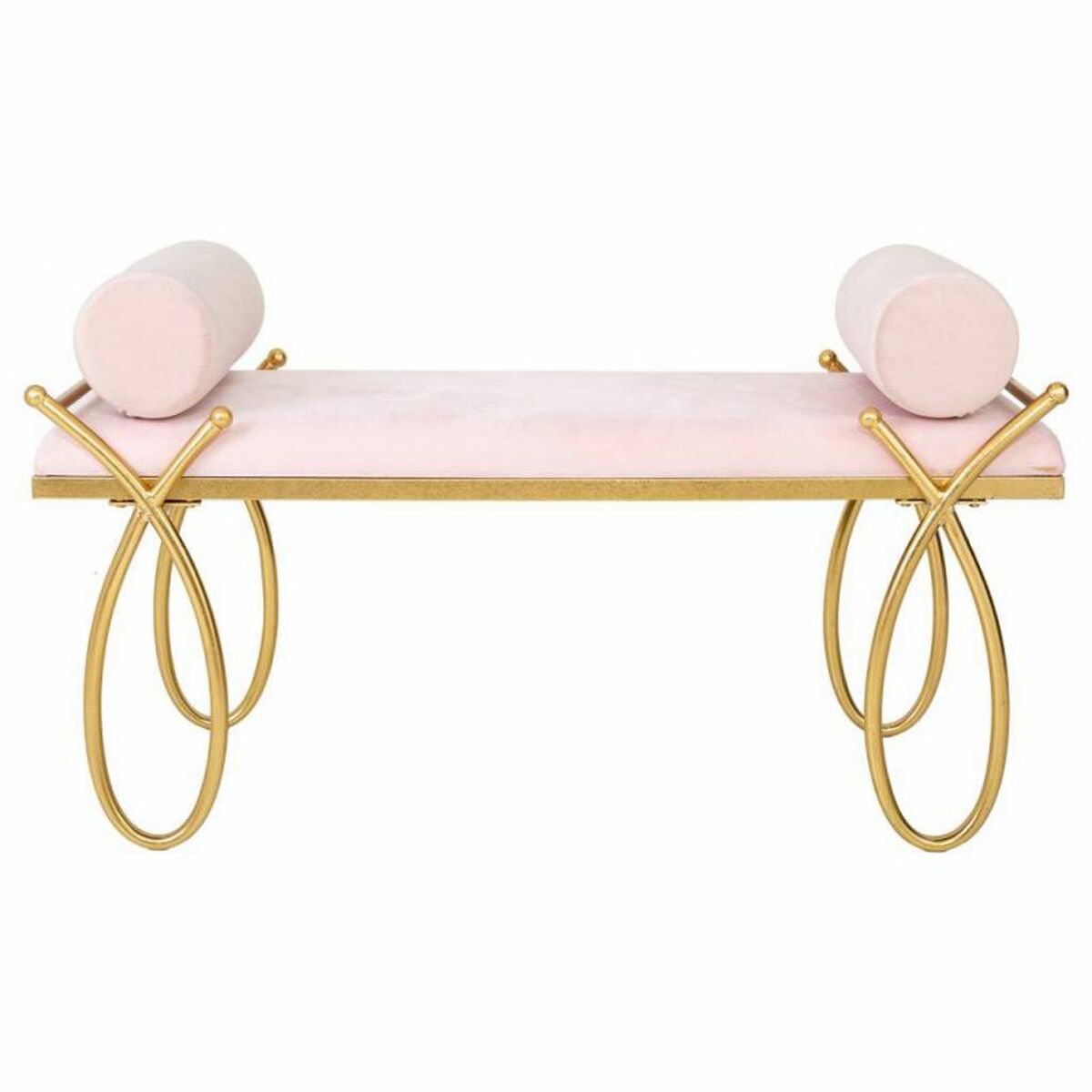 Sittpall Alexandra House Living Guld Metall Badsvamp Trä MDF 49 x 53 x 112 cm - 3