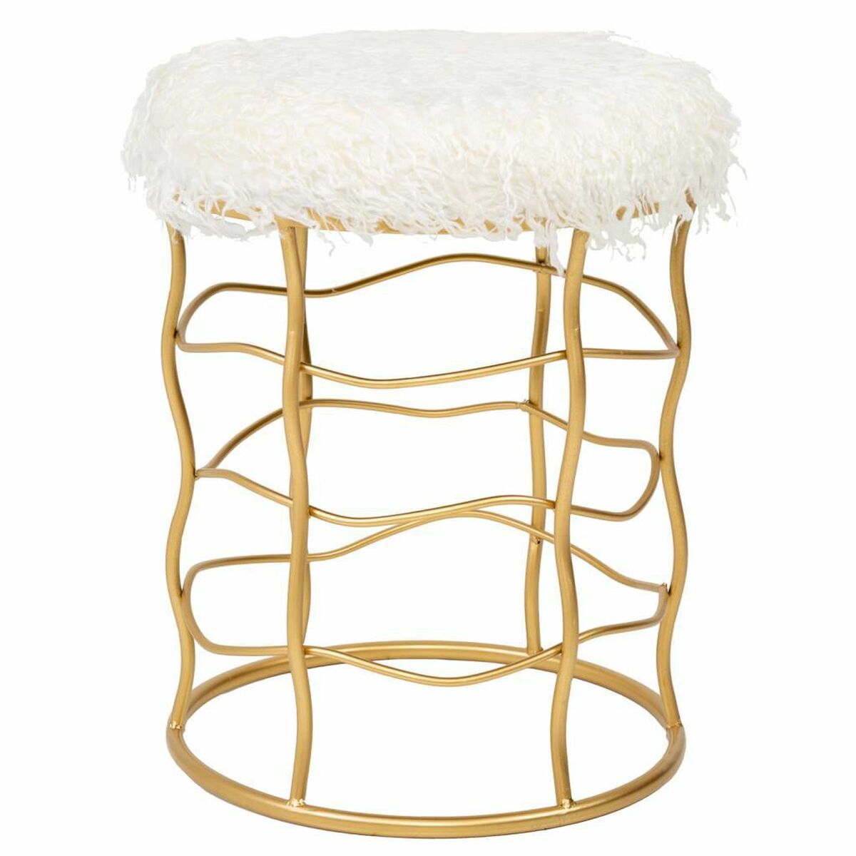 Sittpall Alexandra House Living Guld Metall Badsvamp Trä MDF Tyg 36 x 46 x 36 cm