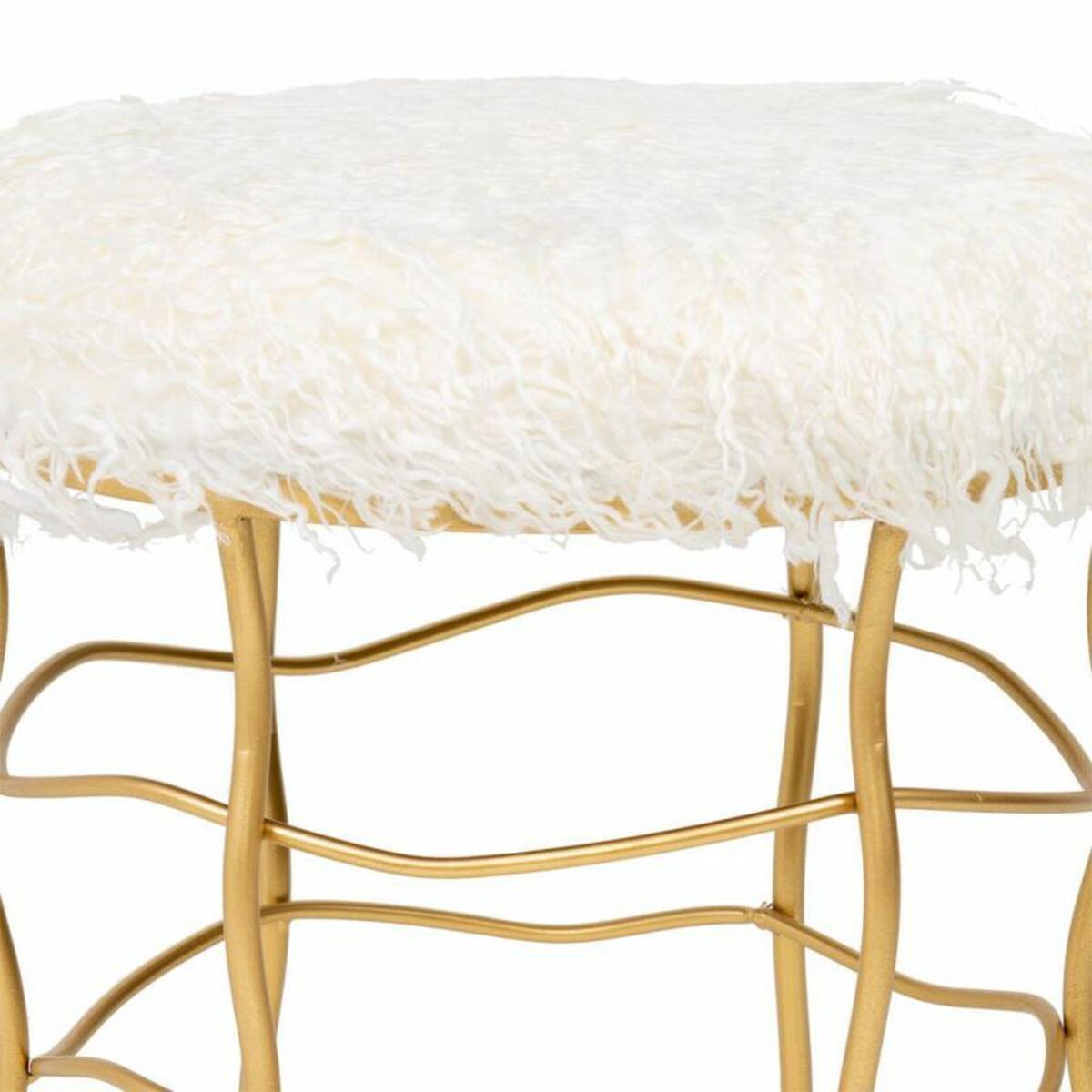 Sittpall Alexandra House Living Guld Metall Badsvamp Trä MDF Tyg 36 x 46 x 36 cm - 3