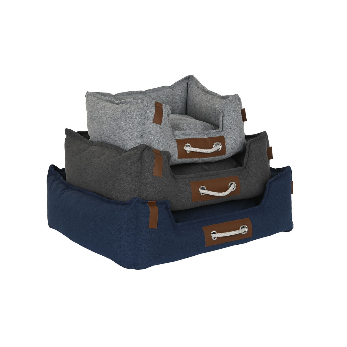 Säng för husdjur DKD Home Decor Marinblå Ljusgrå Mörkgrå 68 x 59 x 20 cm - 4