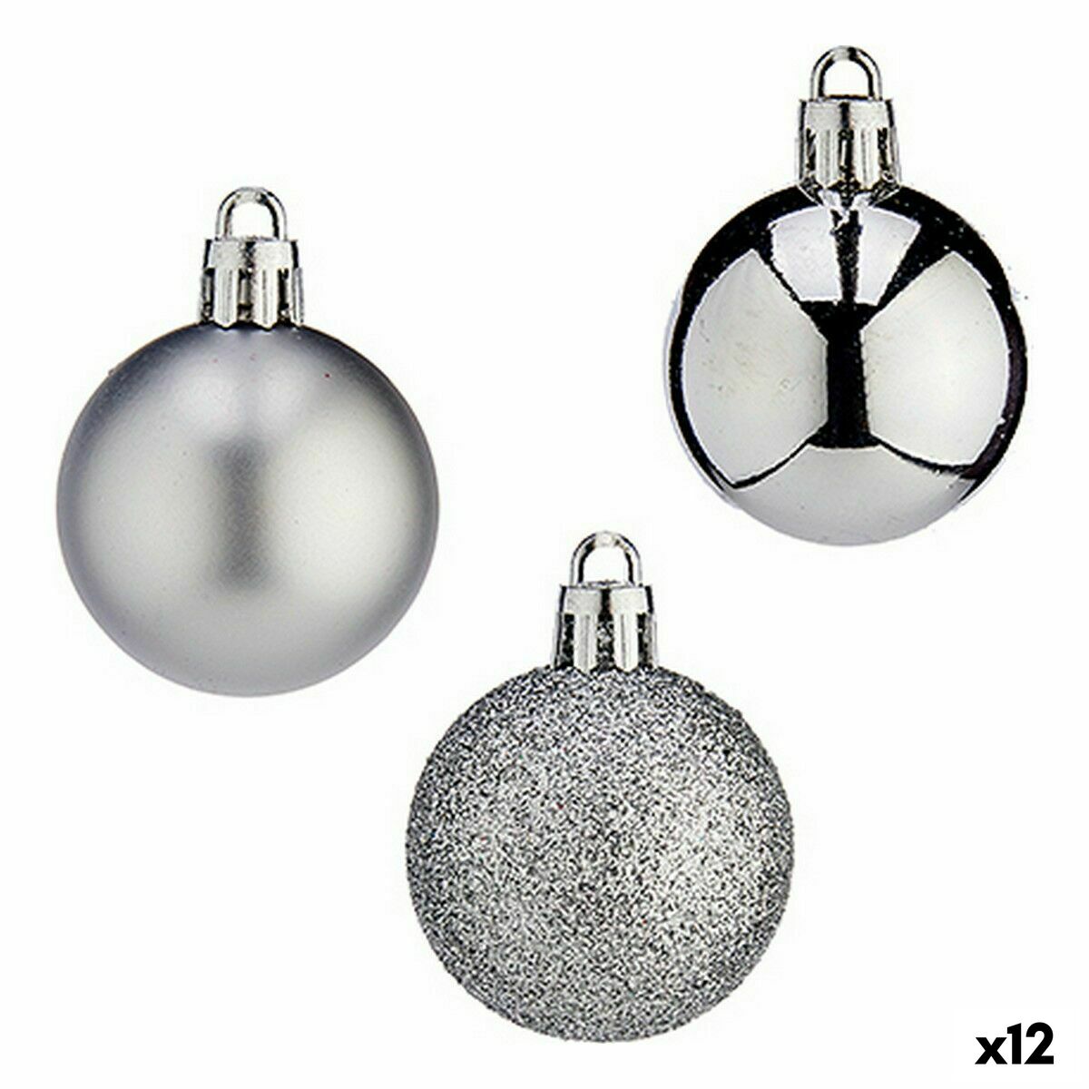 Uppsättning av julkulor Krist+ Silvrig Plast 4 cm (12 antal) - 3