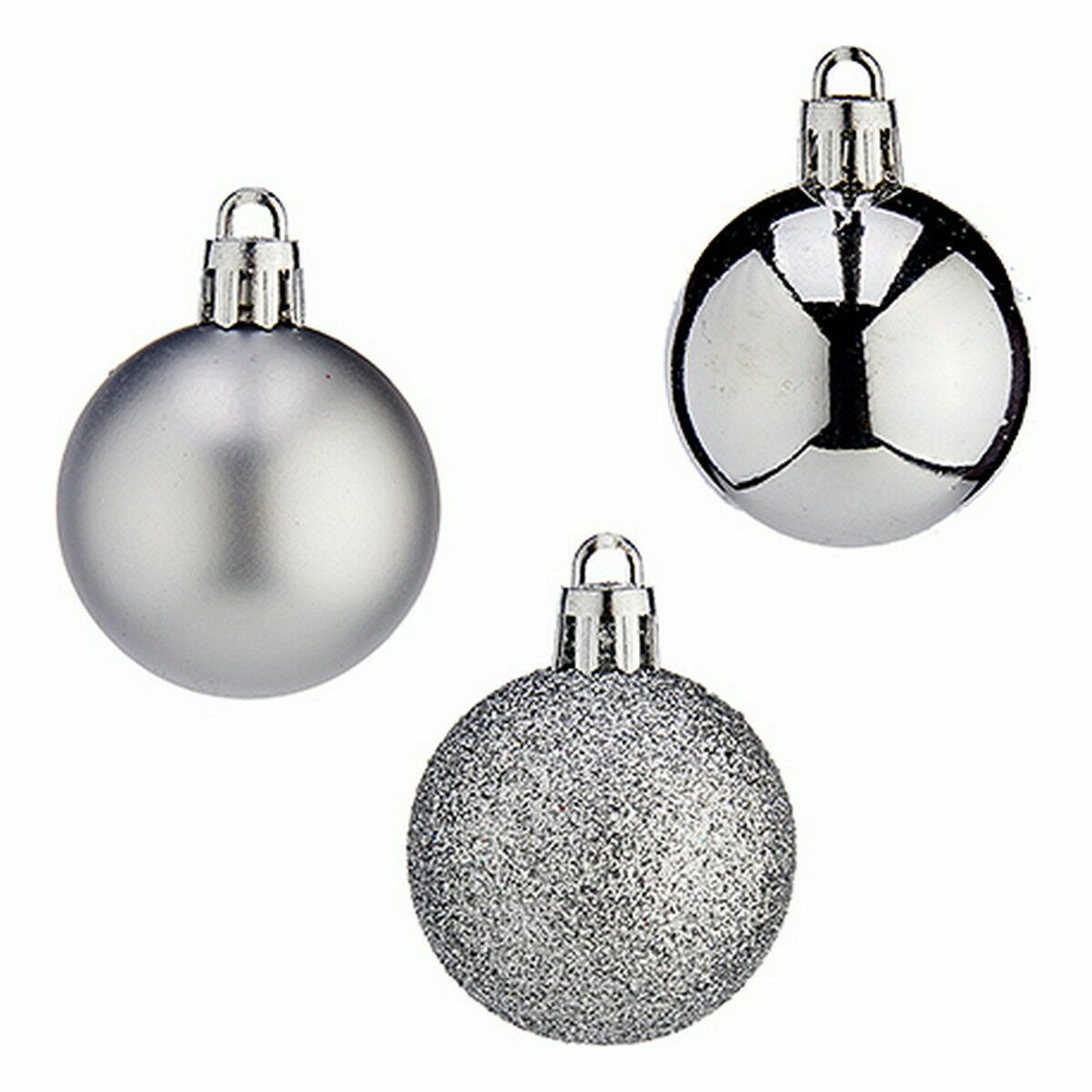 Uppsättning av julkulor Krist+ Silvrig Plast 4 cm (12 antal) - 2