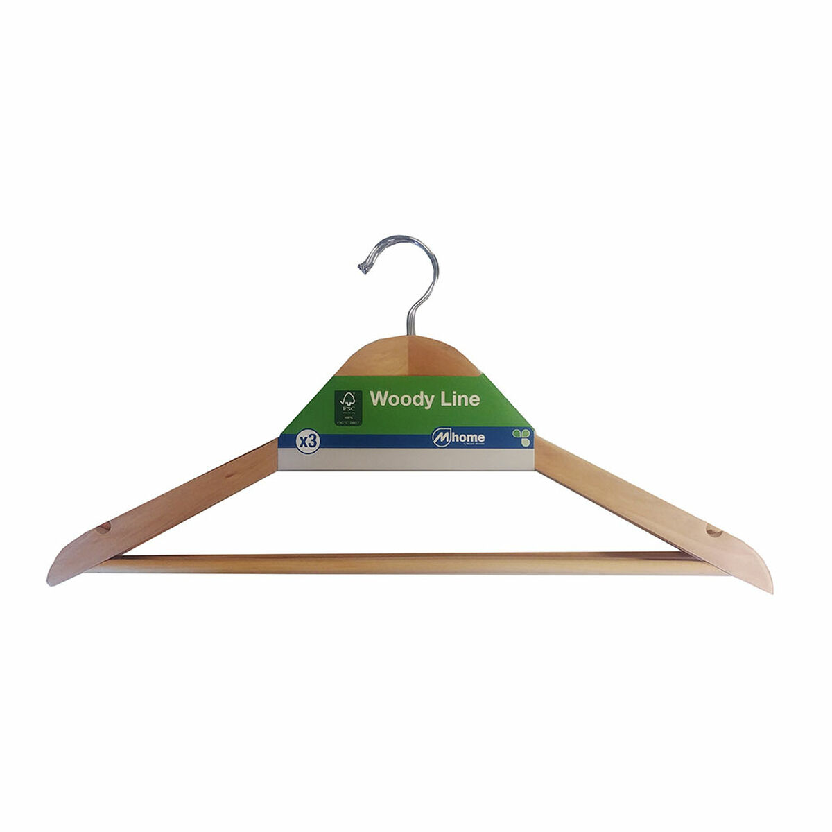 Hängare Mondex Dräkt Ekologisk Naturell Trä 3 antal (43 x 22,5 cm)
