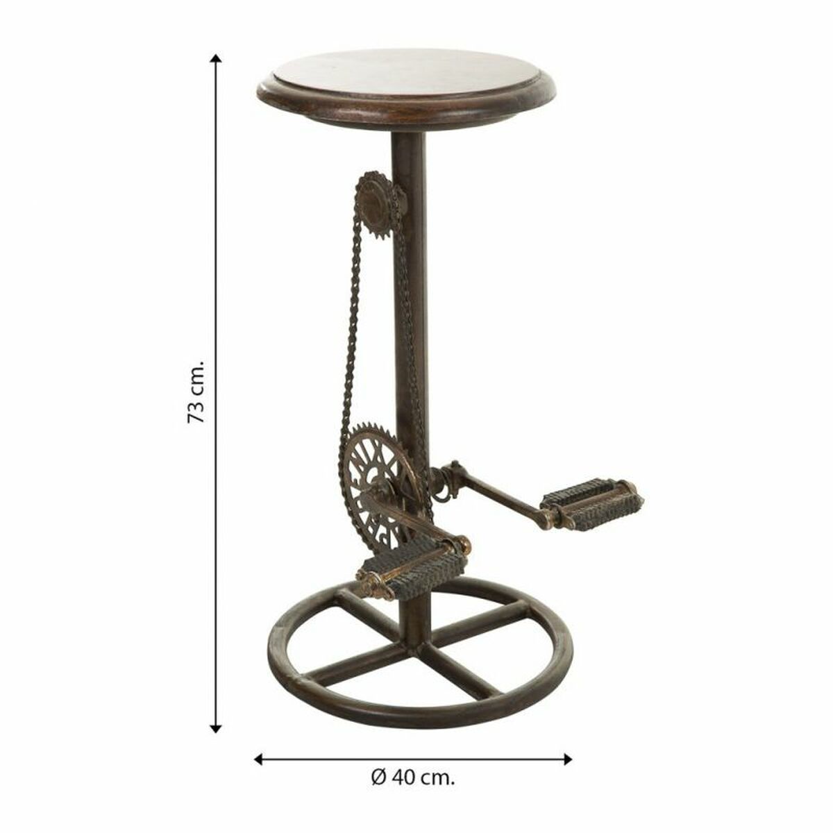 Sittpall Alexandra House Living Brun Svart Metall Trä MDF 40 x 73 x 40 cm Pedaler - 6
