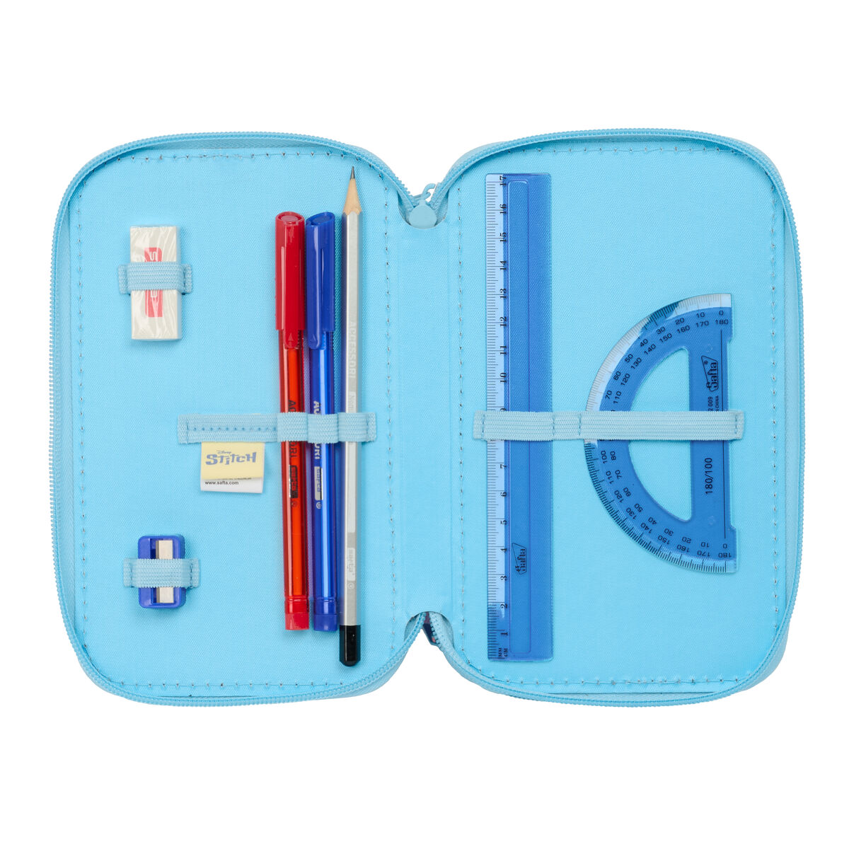 Trippel pennfodral Lilo & Stitch Happy Himmelsblå 12,5 x 19,5 x 5,5 cm 37 Delar - 3
