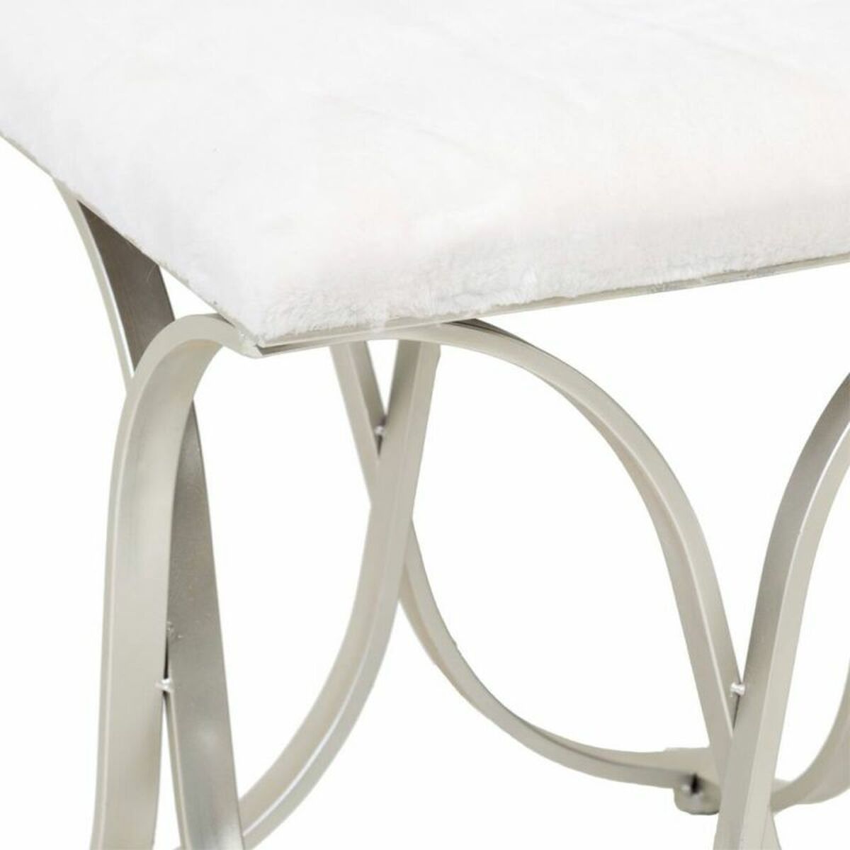 Sittpall Alexandra House Living Champagne Metall Badsvamp Trä MDF 41 x 47 x 41 cm - 4