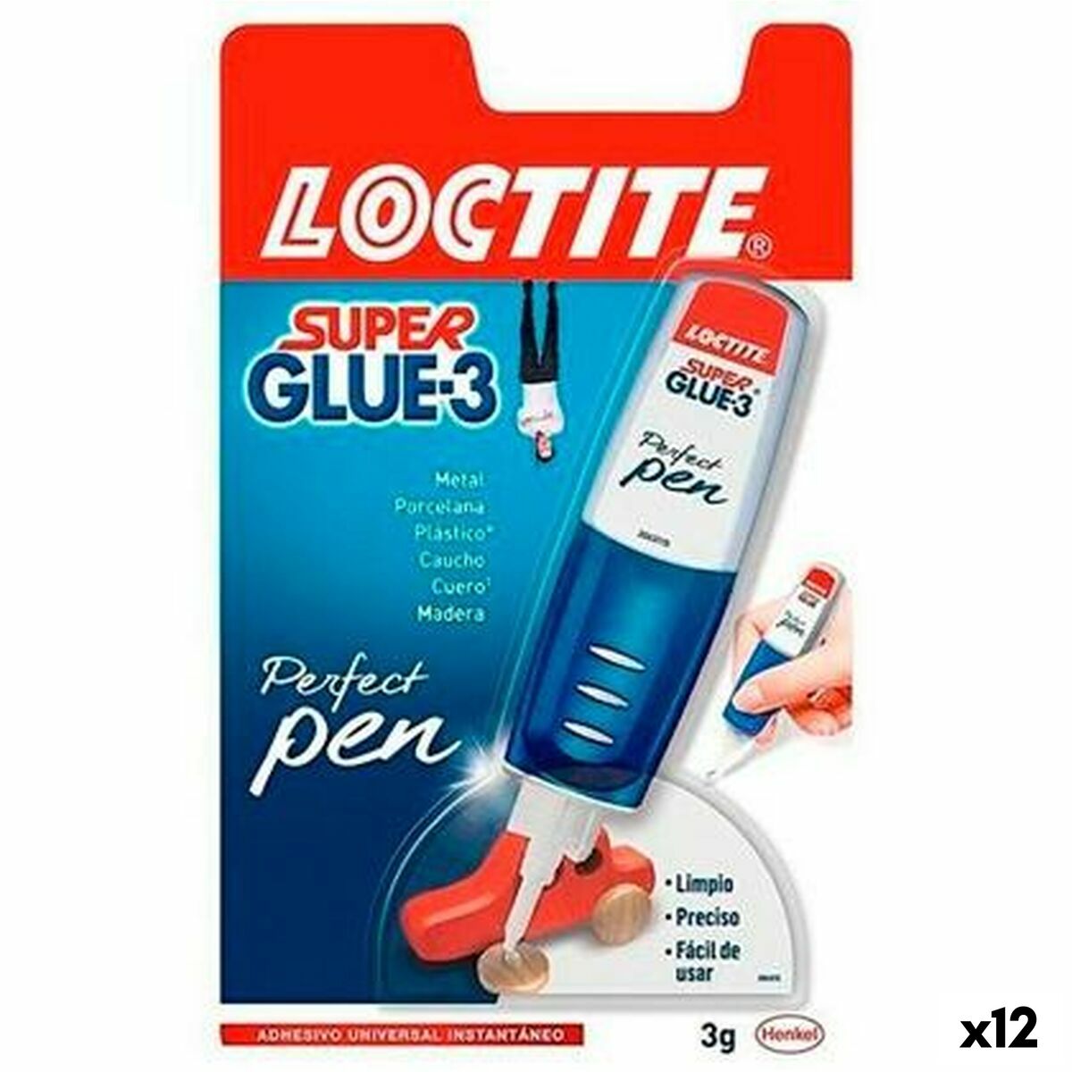 Omedelbar vidhäftning Loctite SUPER GLUE-3 Pen 4 g (12 antal)