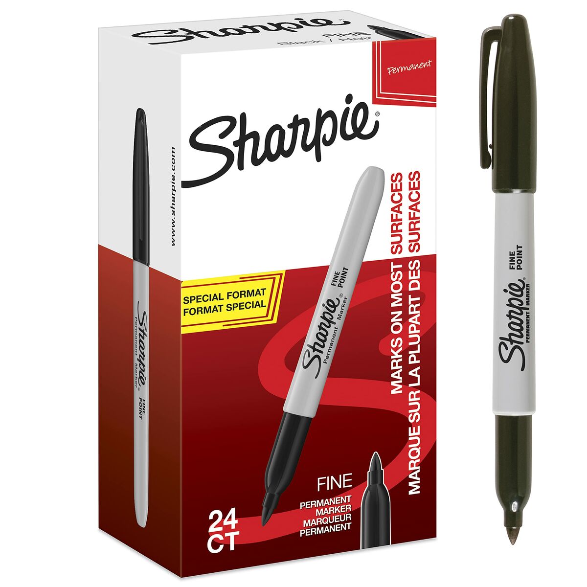 Permanent markörpenna Sharpie Fine Permanent Svart 24 Delar - 2