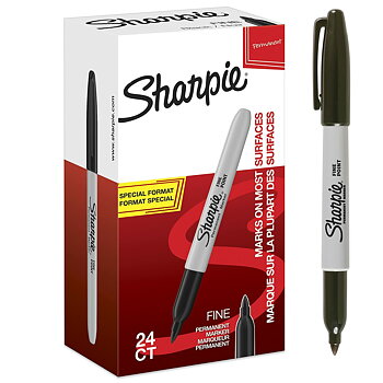 Permanent markörpenna Sharpie Fine Permanent Svart 24 Delar