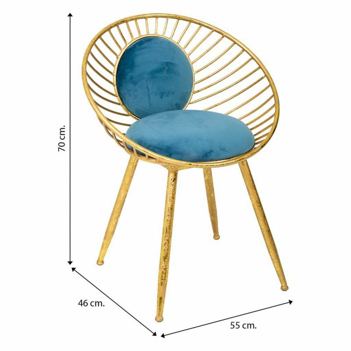 Sittpall Alexandra House Living Blå Gyllene 46 x 70 x 55 cm - 8