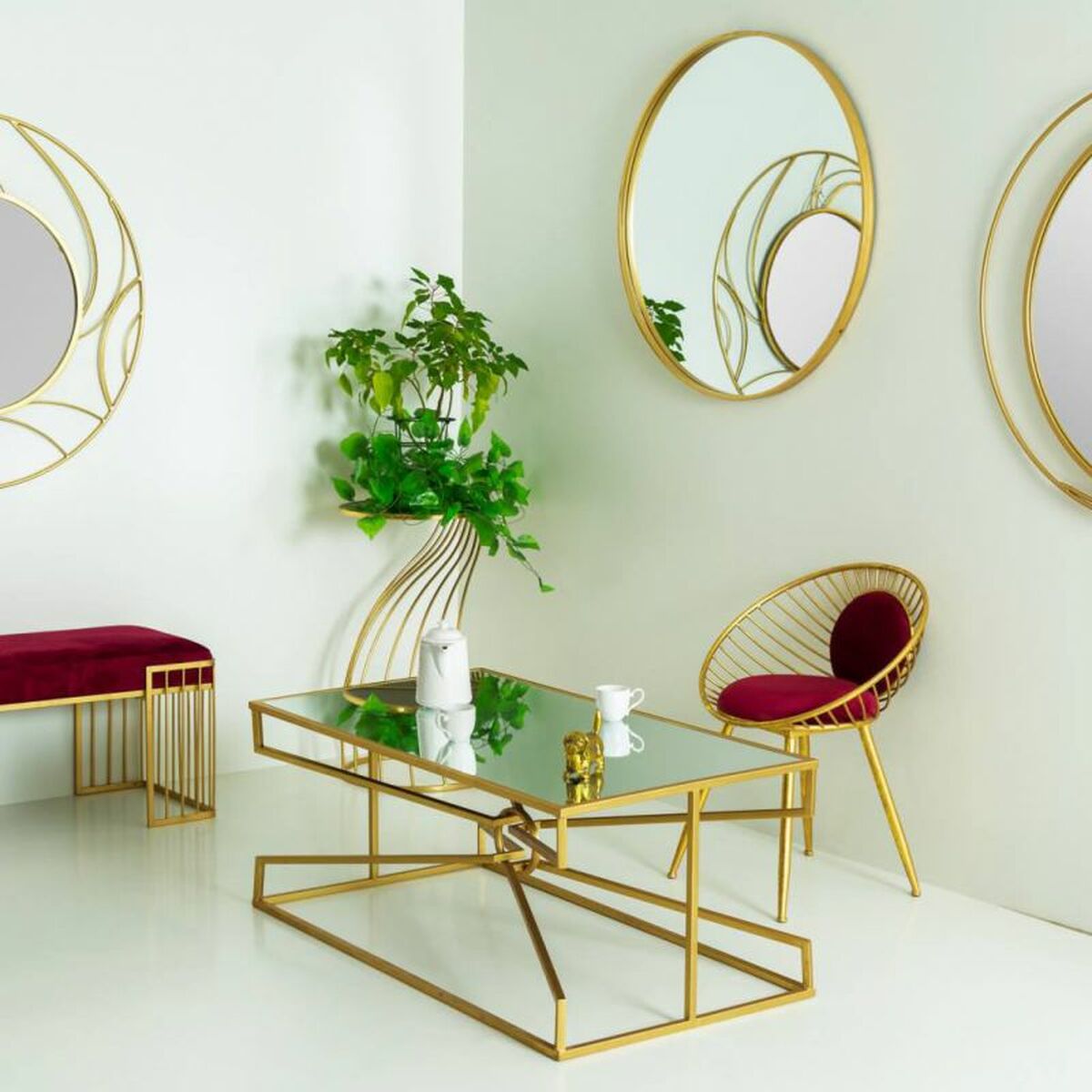 Sittpall Alexandra House Living Röd Gyllene 46 x 70 x 55 cm - 3