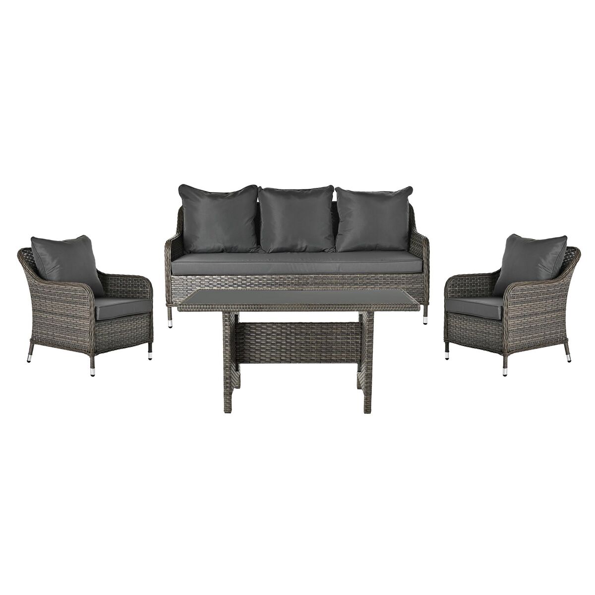 Trädgårdsmöbler DKD Home Decor Grå Mörkbrun 81 cm 175 x 73 x 81 cm (4 Delar)
