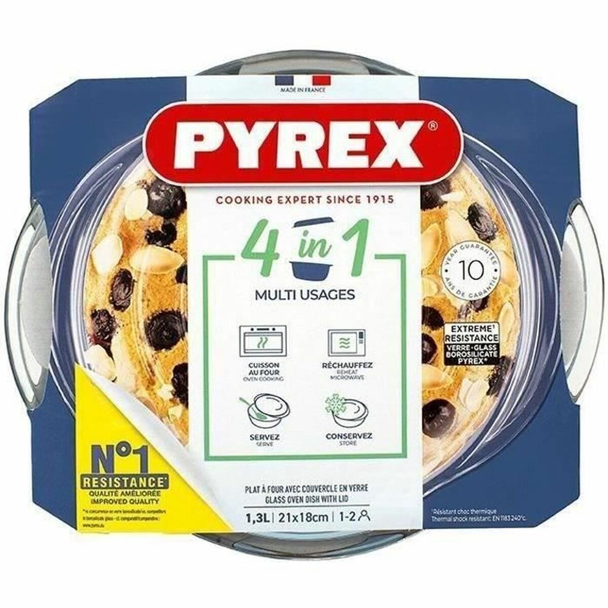 Kastrull med lock Pyrex 1,4 L 18 x 9 x 21 cm Vit Transparent Glas - 2