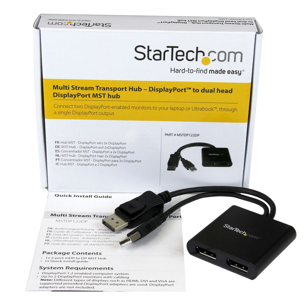 Splitter (filter) DisplayPort Startech MSTDP122DP Svart 4K Ultra HD - 2