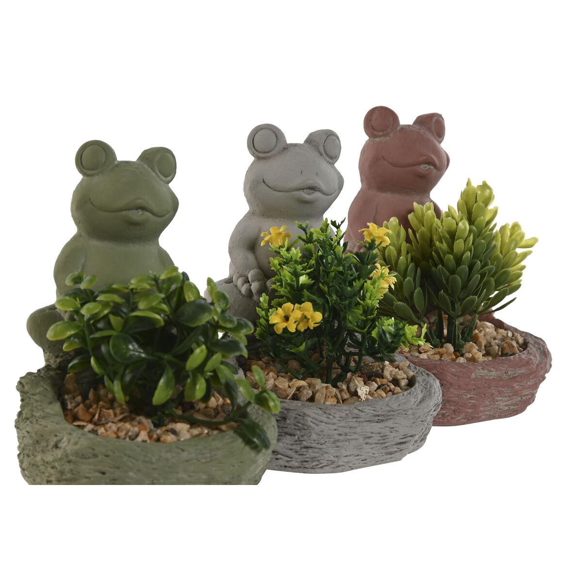 Dekorativ växt Home ESPRIT Polyetylen Cement Groda 9 x 9 x 13 cm (3 antal) - 2