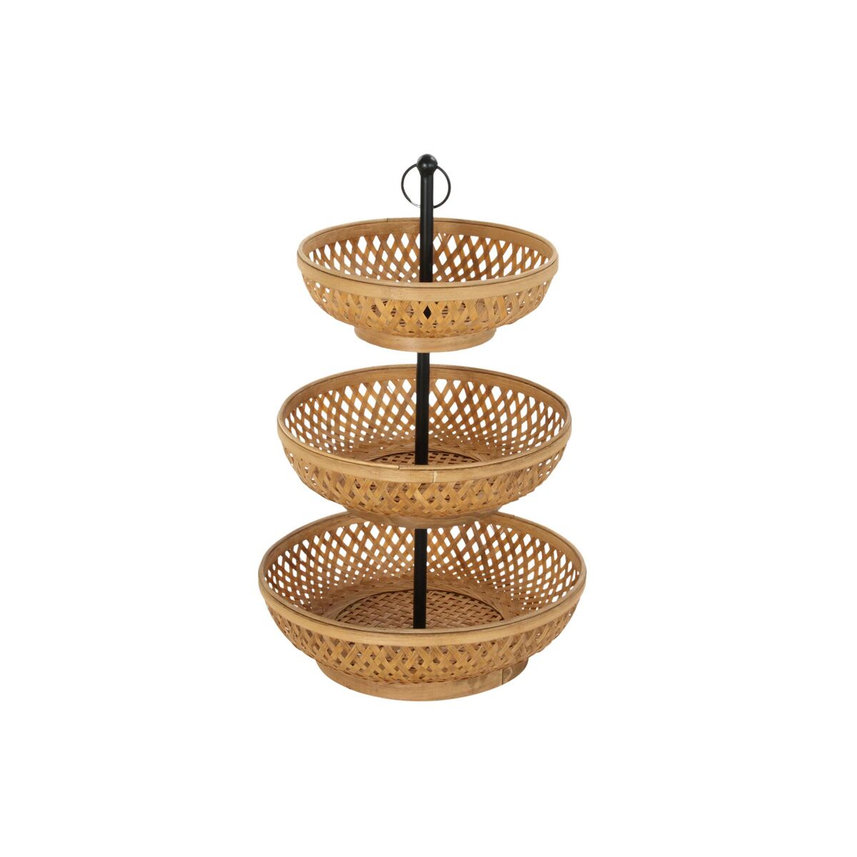 Fruktskål DKD Home Decor Svart Metall Brun Bambu 40 x 40 x 70 cm - 5