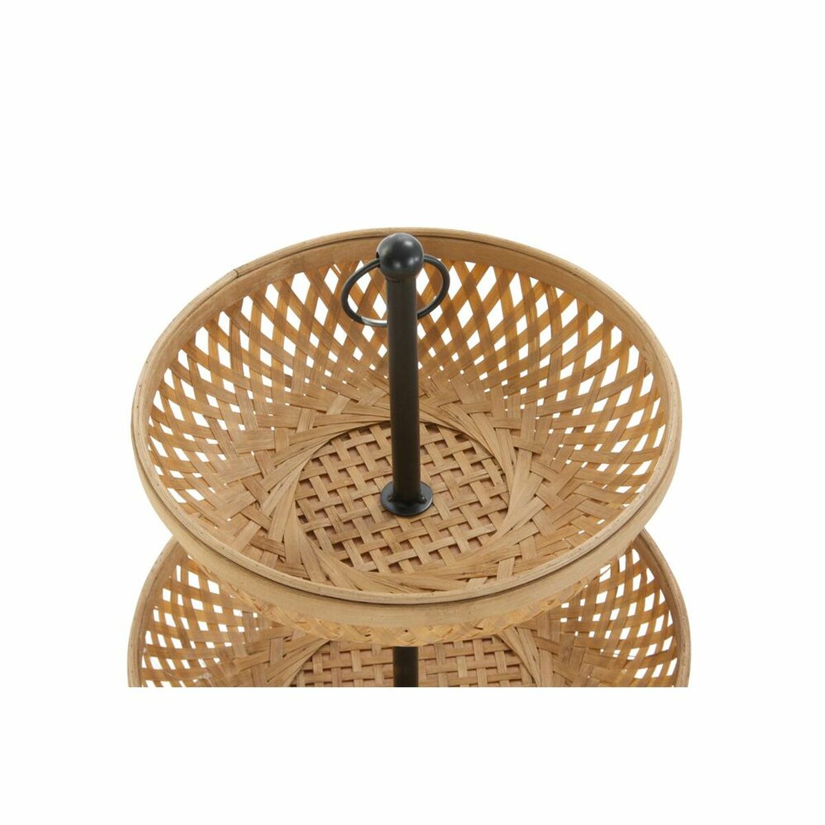 Fruktskål DKD Home Decor Svart Metall Brun Bambu 40 x 40 x 70 cm - 6