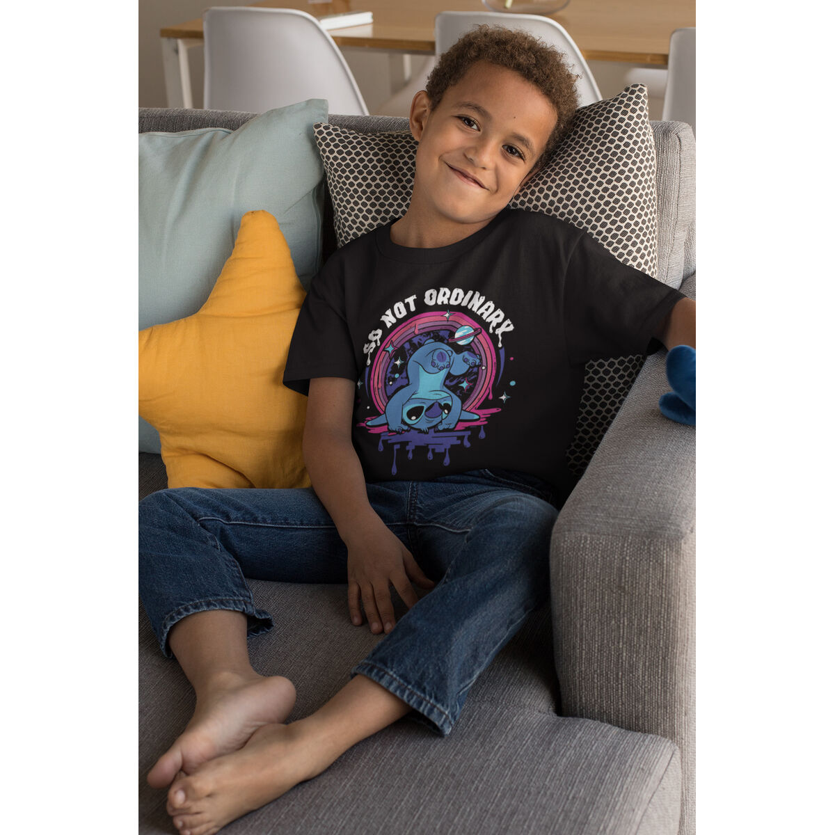 Barn T-shirt med kortärm Stitch So Not Ordinary Svart - 2