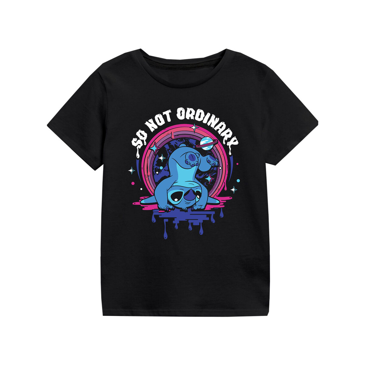 Barn T-shirt med kortärm Stitch So Not Ordinary Svart - 4