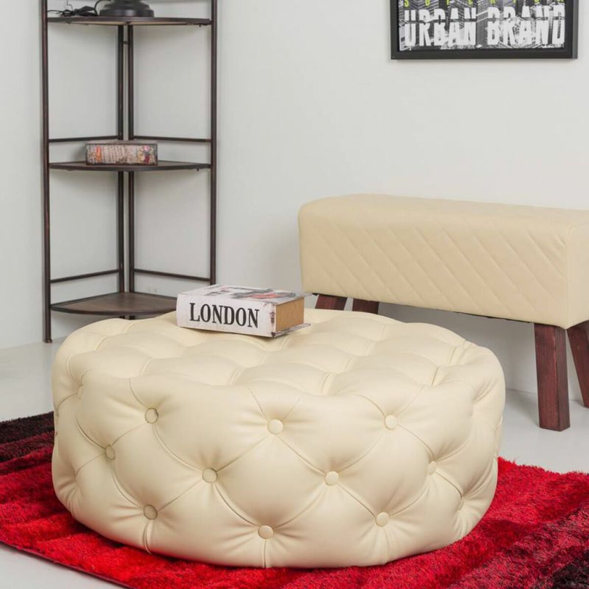 Sittpall Alexandra House Living PVC Trä MDF 80 x 30 x 80 cm - 3
