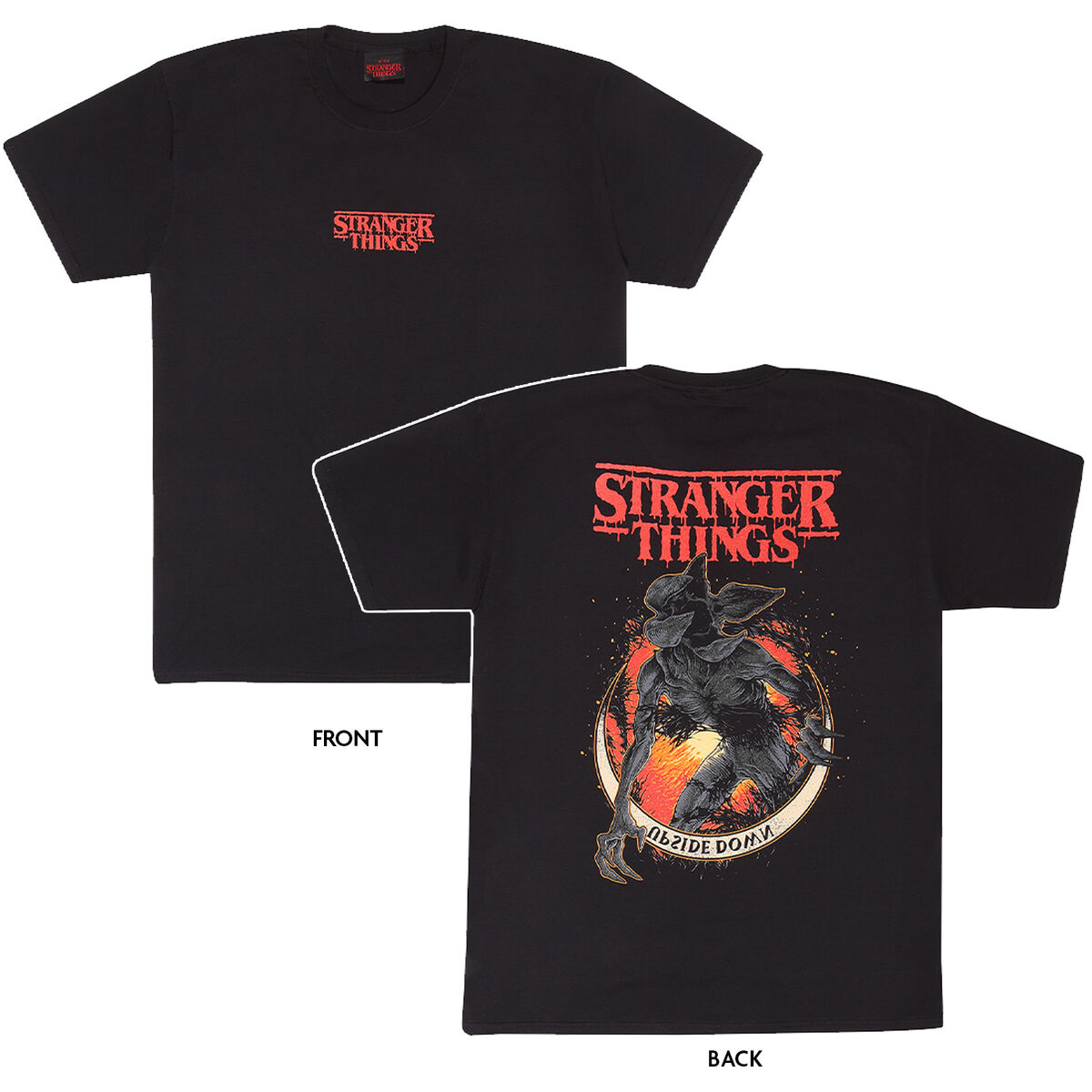 T-shirt med kortärm Stranger Things Demogorgon Upside Down Svart Unisex - 4
