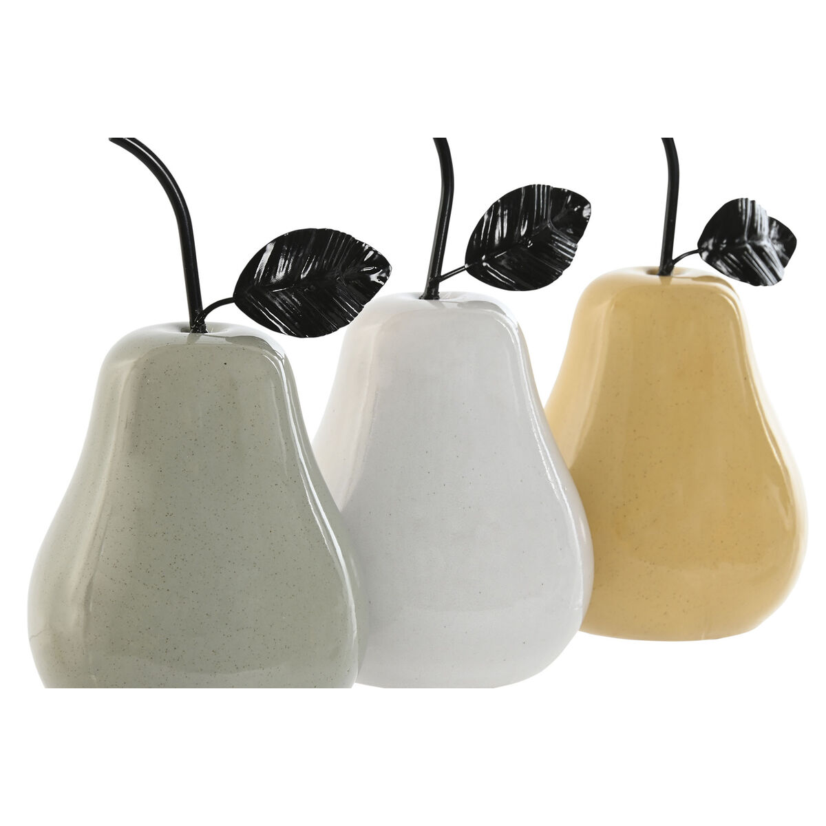 Prydnadsfigur Home ESPRIT Vit Grön Senap Modern Päron 11 x 11 x 19 cm (3 antal) - 2