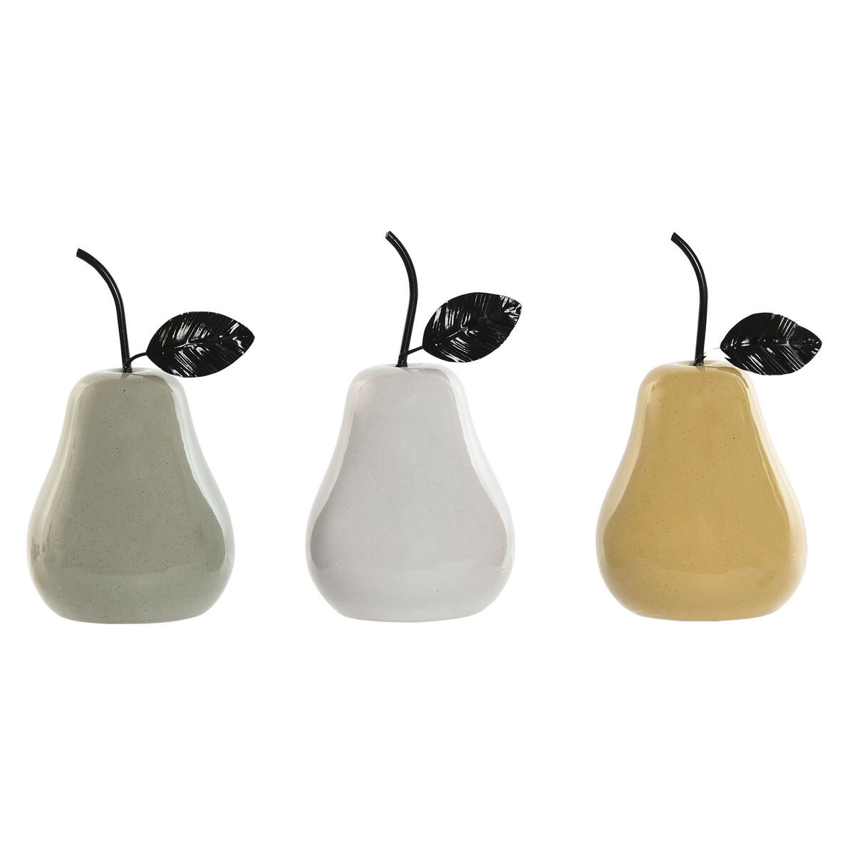 Prydnadsfigur Home ESPRIT Vit Grön Senap Modern Päron 11 x 11 x 19 cm (3 antal)