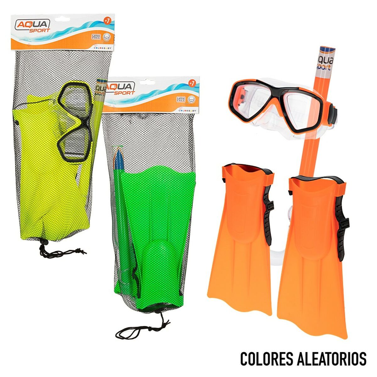 Dykmask med snorkel och simfötter Colorbaby (6 antal) - 2