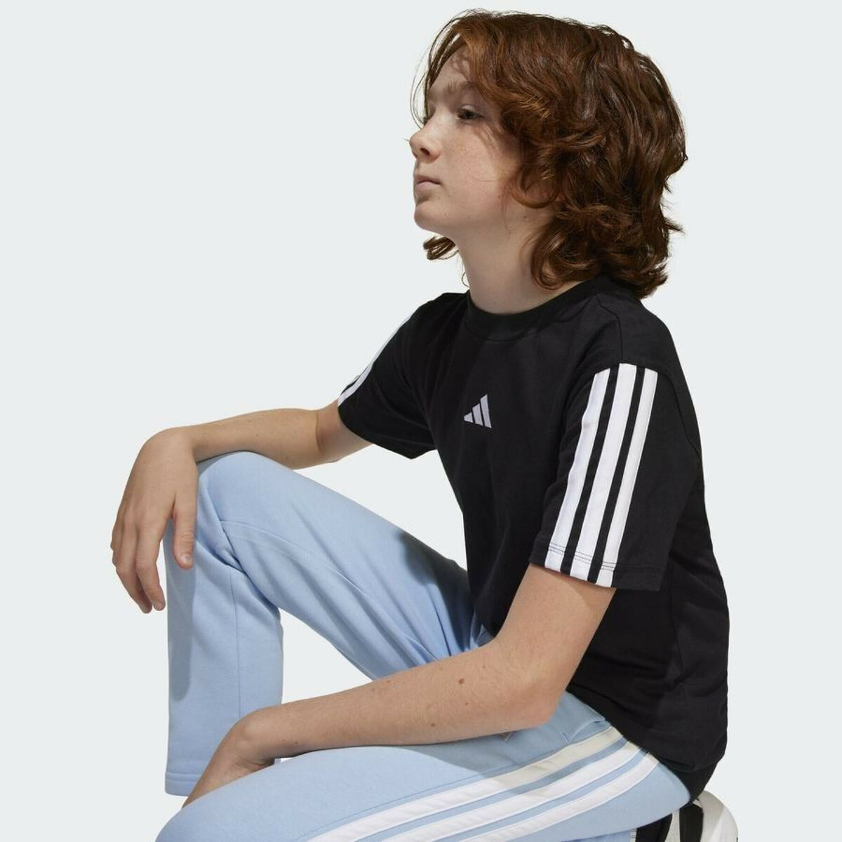 Barn T-shirt med kortärm Adidas J 3S TEE 160 JD6487 Svart - 3