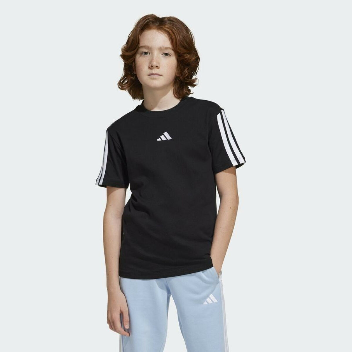 Barn T-shirt med kortärm Adidas J 3S TEE 160 JD6487 Svart - 2