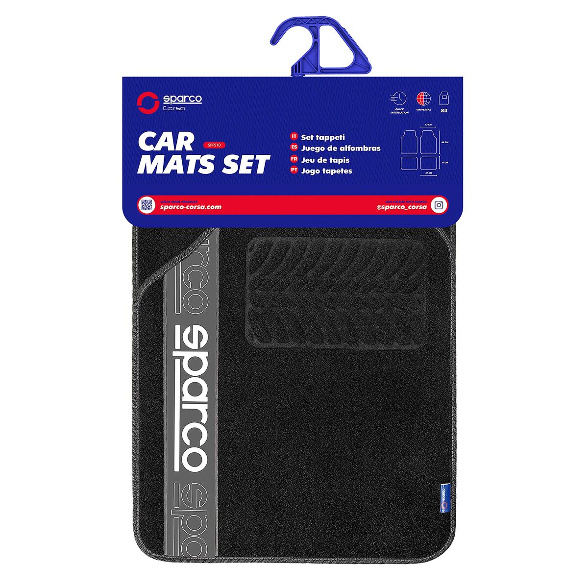 Set med bilgolvmattor Sparco F510 Matta Universal Svart Grå 4 Delar - 3