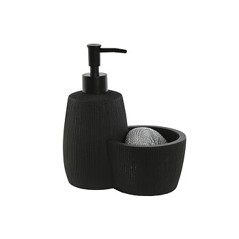 Tvåldispenser Home ESPRIT Svart Harts ABS 15 x 8,7 x 18,5 cm