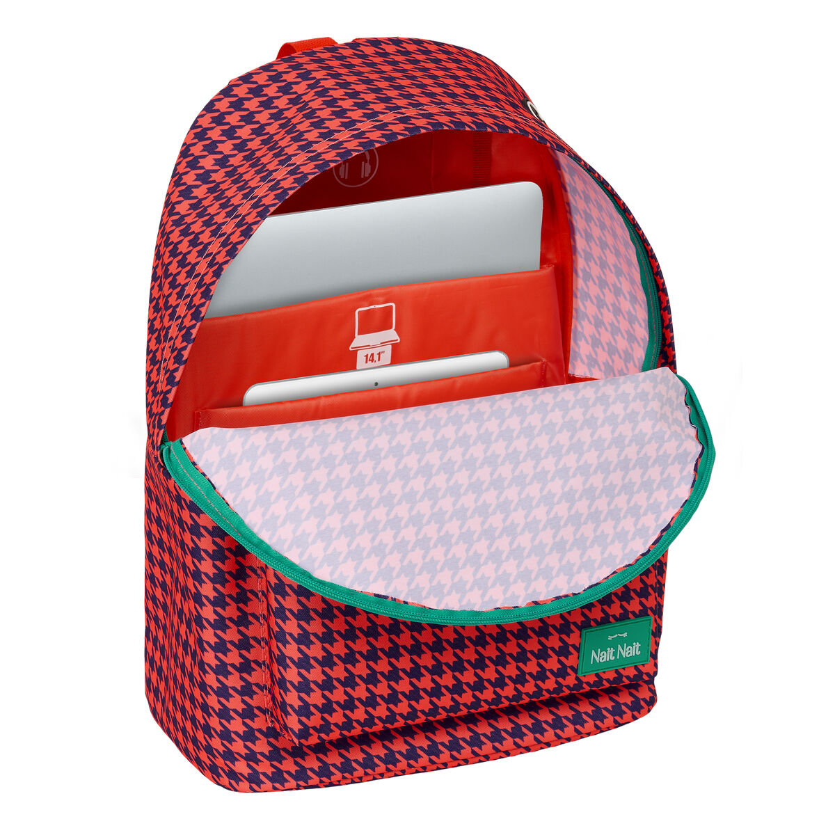 Laptopryggsäck Nait Nait Pata de gallo coral Korall 31 x 41 x 16 cm - 4