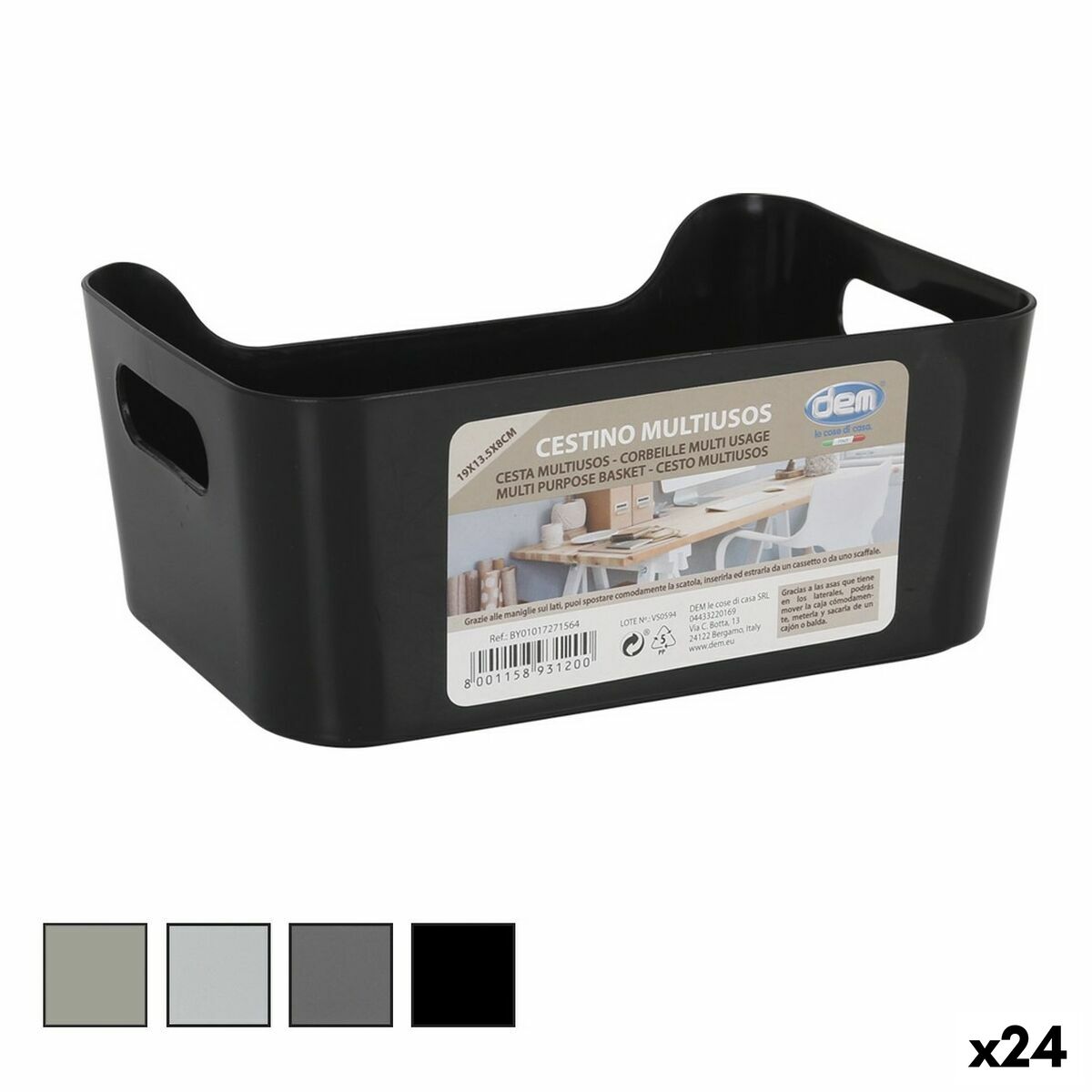 Multifunktionell korg Confortime 19 x 13,5 x 8 cm (24 antal)