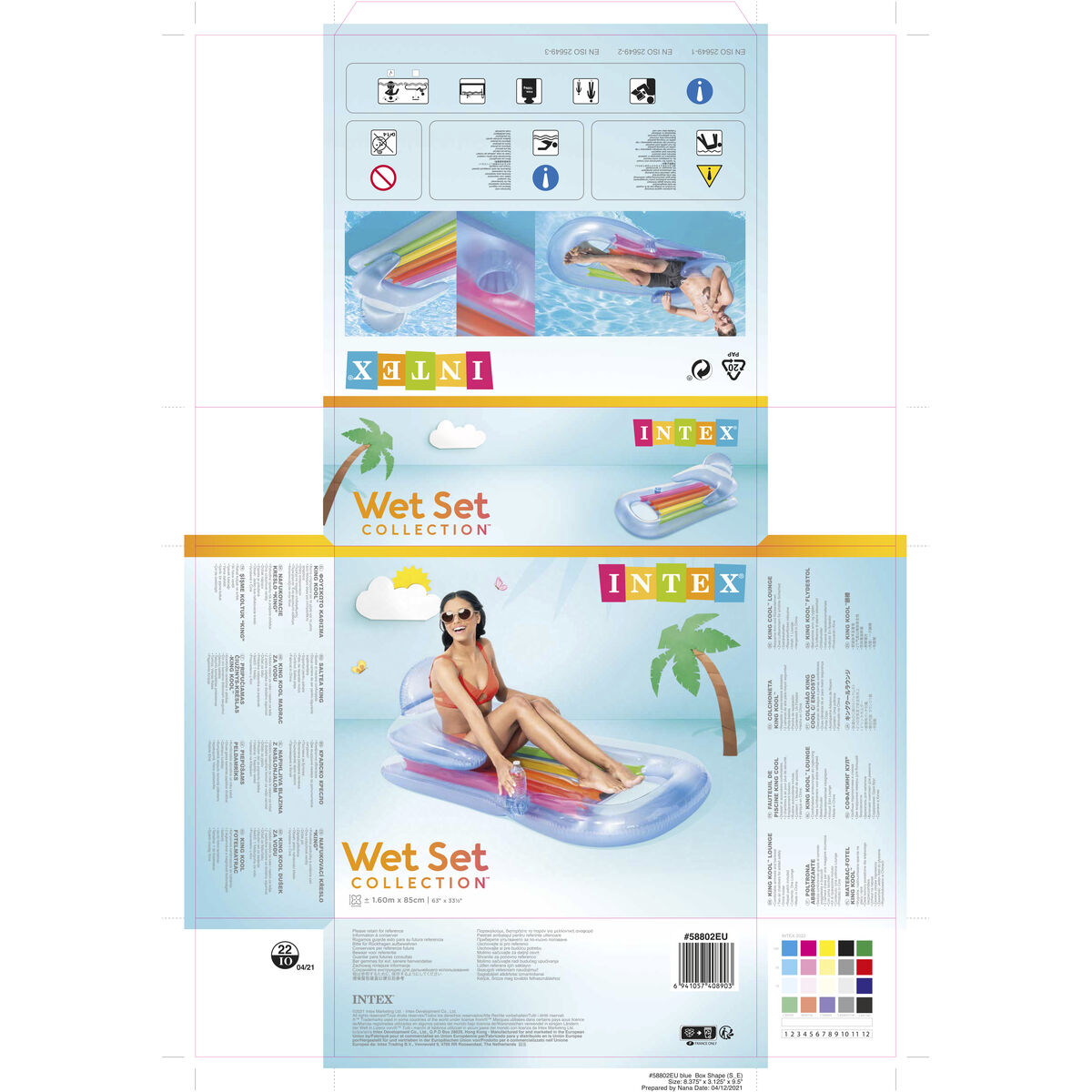 Uppblåsbar poolstol Intex Regnbåge 160 x 53 x 85 cm (6 antal) - 22