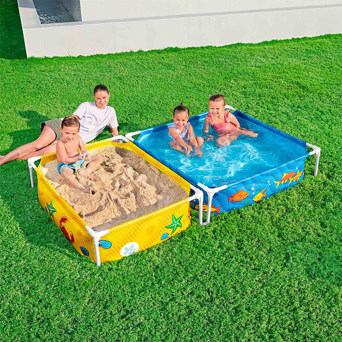 Bestway Stel Barnpool med Sandlåda 213x122x30,5 cm +2 år Trädgård 00561 - 2