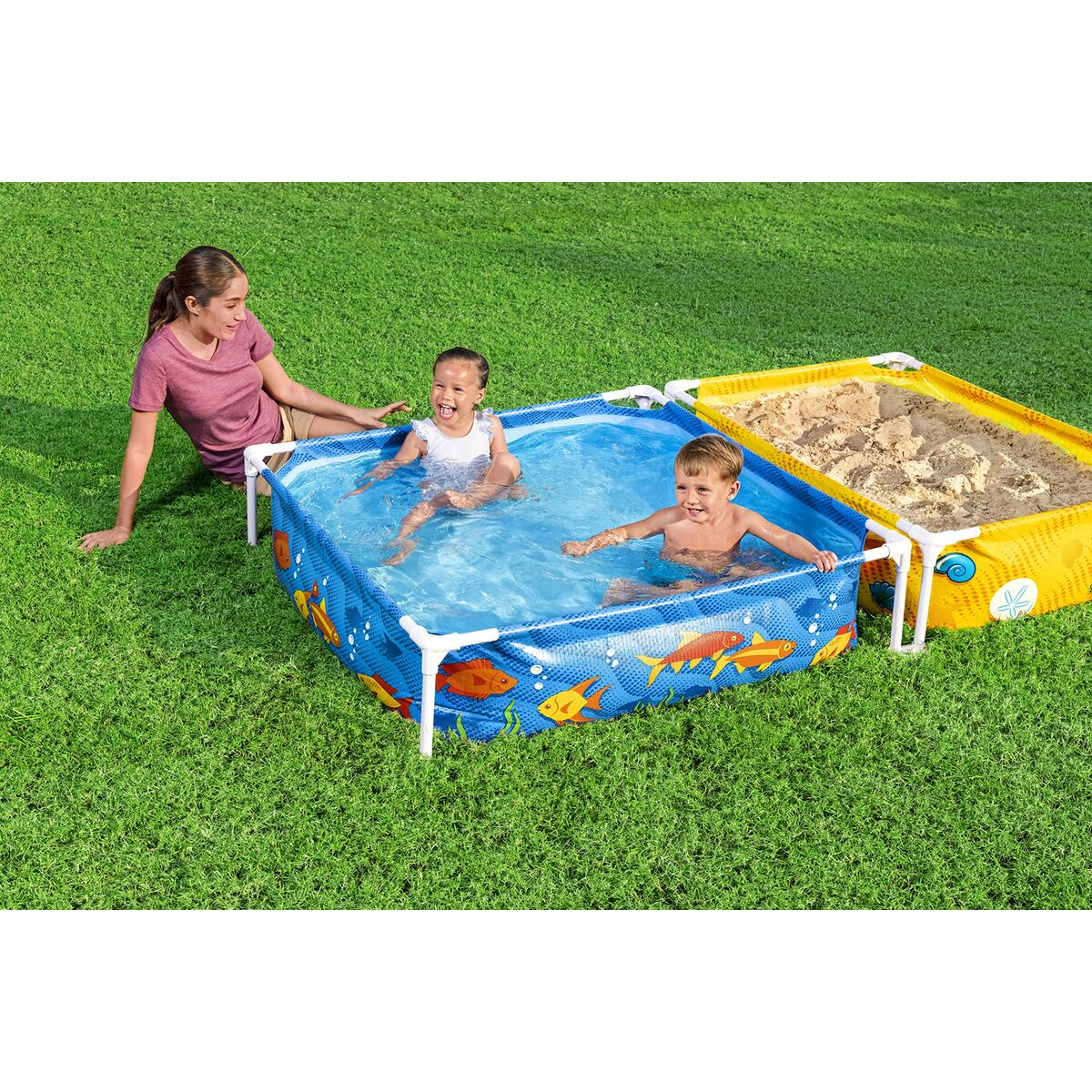 Bestway Stel Barnpool med Sandlåda 213x122x30,5 cm +2 år Trädgård 00561 - 4