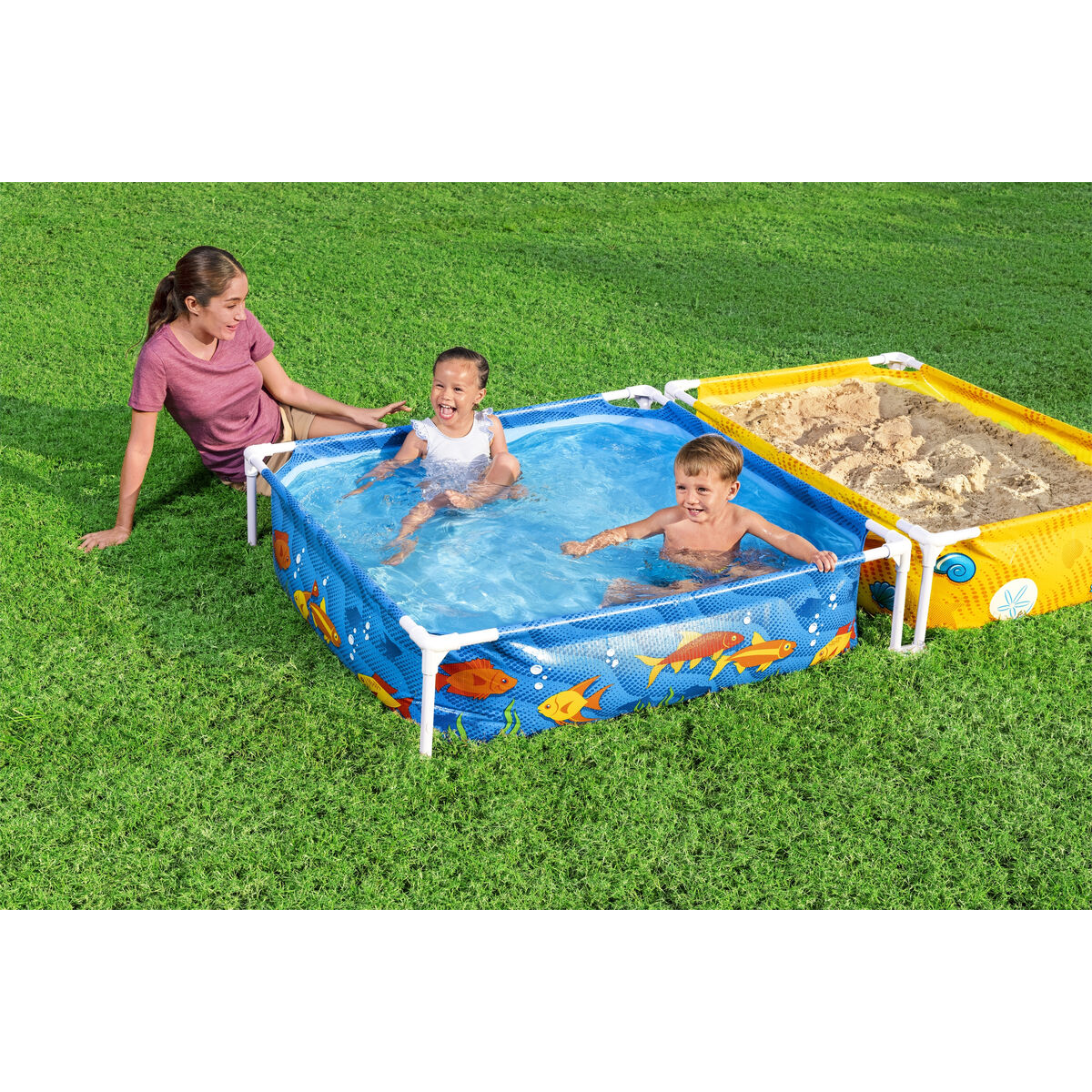 Bestway Stel Barnpool med Sandlåda 213x122x30,5 cm +2 år Trädgård 00561 - 5