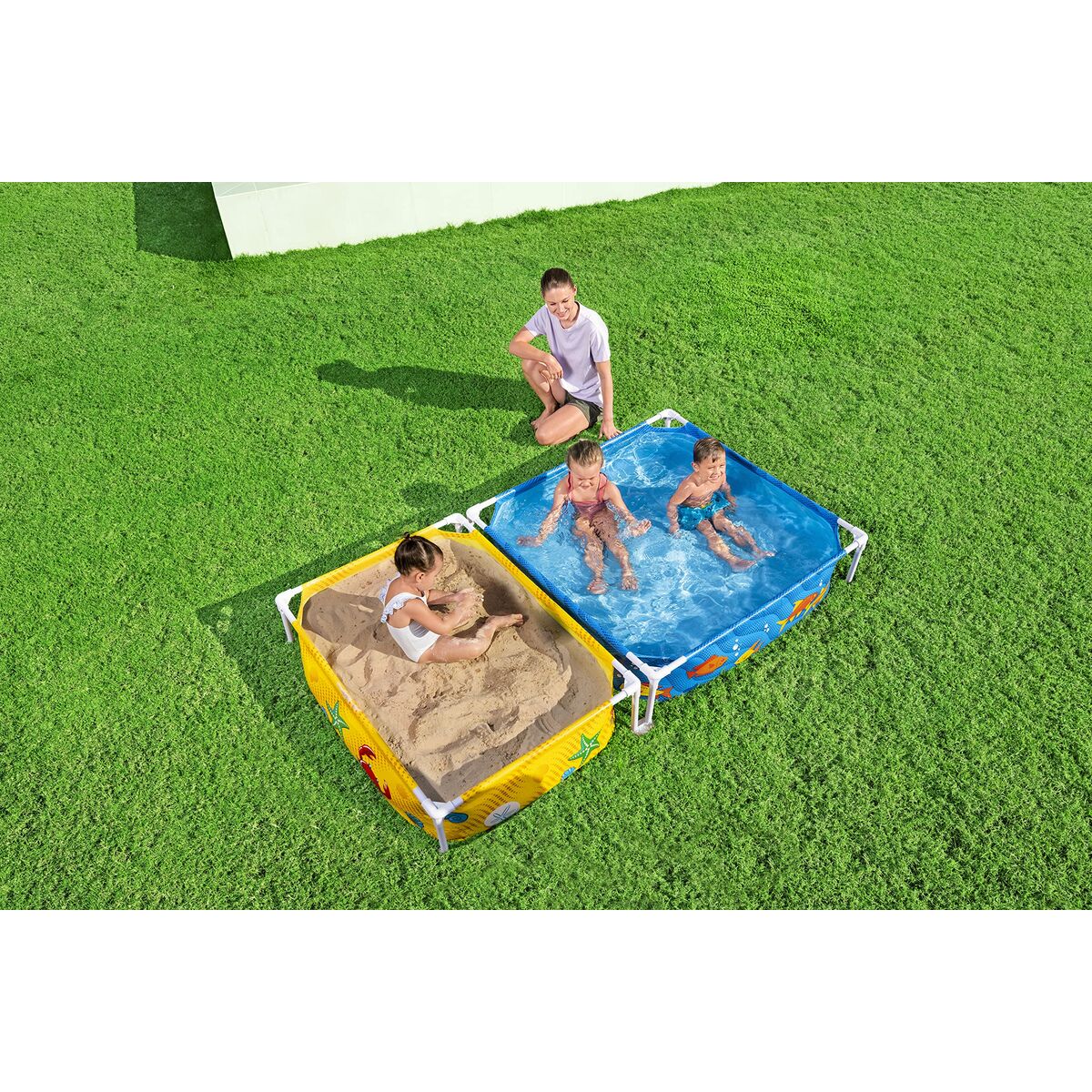 Bestway Stel Barnpool med Sandlåda 213x122x30,5 cm +2 år Trädgård 00561 - 6